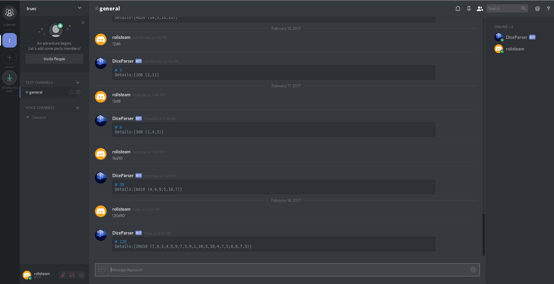 Add bot to discord group chat